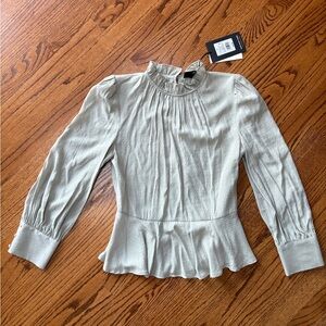 NEW Who What Wear Light Sage Green Peplum Blouse